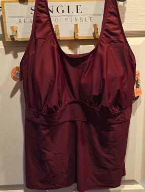 Shapermint Burgundy Supportive Tankini Top